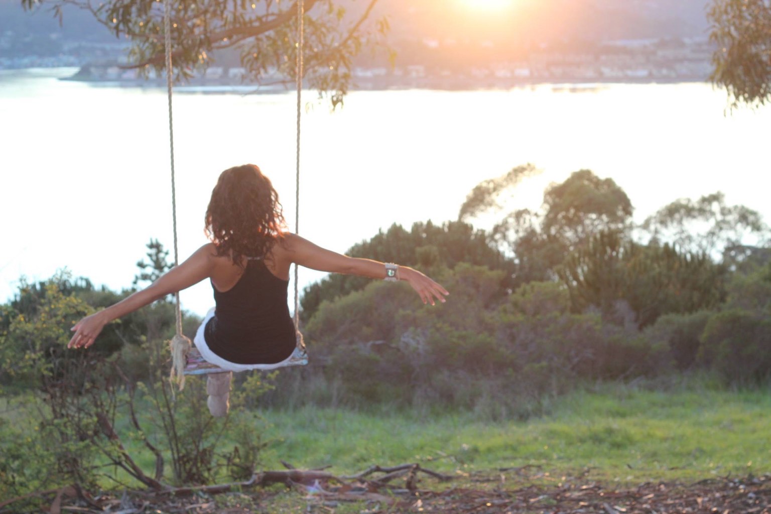 Swing beside a lake